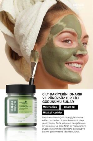 Matcha  Yüz Kil Maskesi | Pürüzsüzleştirici Arındırıcı Canlandırıcı 100 Ml