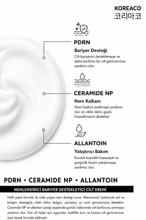 PDRN Ceramide Bariyer Güçlendirici Yüz Kremi | Seramid NP ve Niasinamid İçeren Onarıcı Nemlendirici (%99 Saf PDRN Krem) 20 ml
