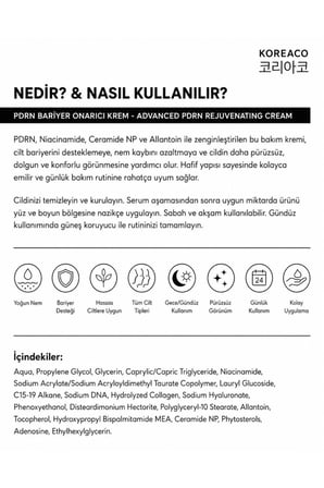 PDRN Ceramide Bariyer Güçlendirici Yüz Kremi | Seramid NP ve Niasinamid İçeren Onarıcı Nemlendirici (%99 Saf PDRN Krem) 20 ml