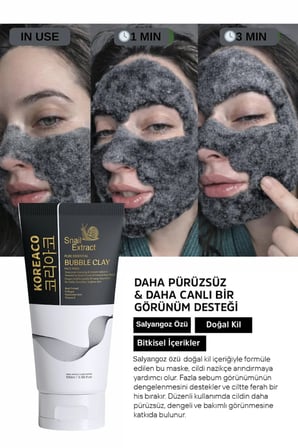 Salyangoz Özlü  Bubble Clay Yüz Maskesi | Ultra Yumuşak Nemli Parlak Köpüren Yüz Maskesi 100Ml