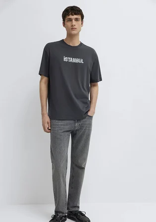 İstanbul Baskılı Antrasit Tişört 0613593-80106