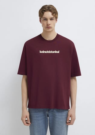 İstanbul Baskılı Bordo Tişört 0613591-70426