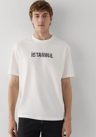 İstanbul Baskılı Ekru Tişört 0613593-70057