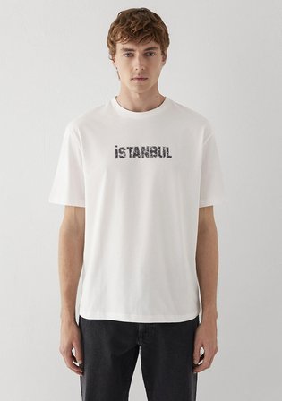 İstanbul Baskılı Ekru Tişört 0613593-70057