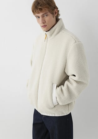 Mavi Jeans Nakışlı Dik Yaka Bej Sherpa Mont 0110882-70134