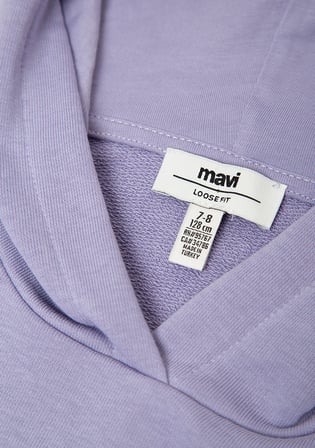 Mavi Logo Baskılı Kapüşonlu Mor Sweatshirt 7S10147-70557