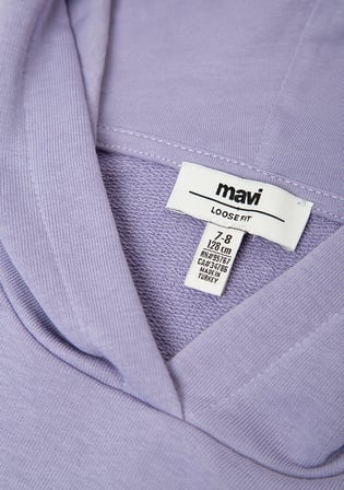 Mavi 7S10147-70557 Mavi Logo Baskılı Kapüşonlu Mor Sweatshirt