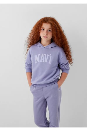 MAVİ MAVİ LOGO BASKILI KAPŞONLU SWEATSHIRT Me SWEATSHIRT M7S10147-70557 MOR