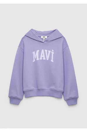 MAVİ MAVİ LOGO BASKILI KAPŞONLU SWEATSHIRT Me SWEATSHIRT M7S10147-70557 MOR