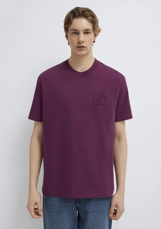 MJ Logo Baskılı Bordo Tişört 0612885-70670