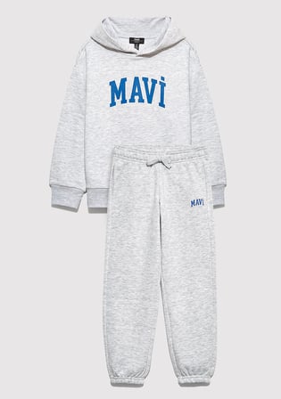 Mavi Logo Baskılı Gri Eşofman Takımı 6T10004-88467