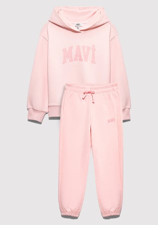 Mavi Logo Baskılı Pembe Eşofman Takımı 7T10004-71007