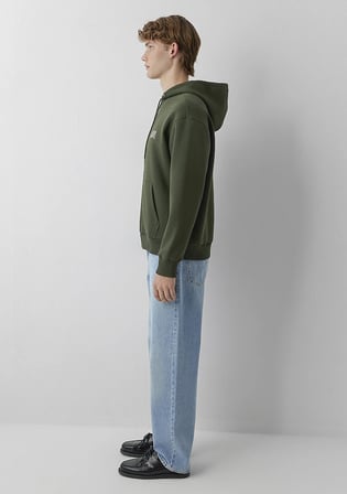 Mavi Logo Baskılı Kapüşonlu Fermuarlı Yeşil Sweatshirt 0611715-71584