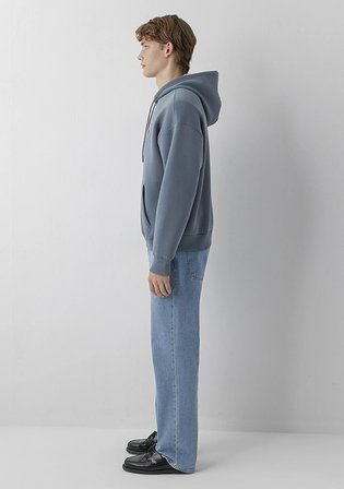Mavi Logo Baskılı Kapüşonlu Gri Sweatshirt 067149-80889