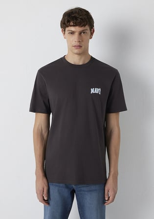 Mavi Logo Baskılı Kahverengi Tişört 0611714-70219
