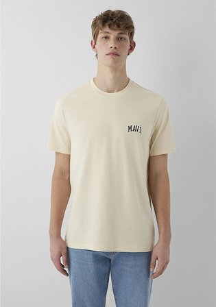 Mavi Logo Baskılı Ekru Tişört 0611714-81202