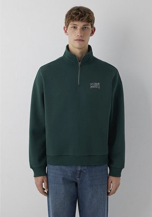 Mavi Logo Baskılı Yarı Fermuarlı Yeşil Sweatshirt 0S10208-85173