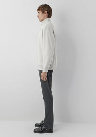 Yarı Fermuarlı Bej Basic Sweatshirt 0S10278-70144