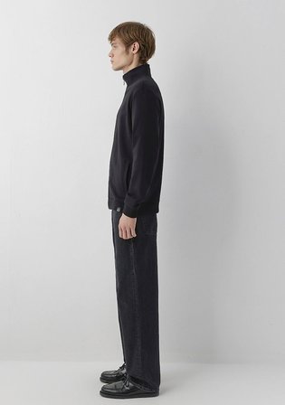 Fermuarlı Siyah Basic Sweatshirt 0S10621-900