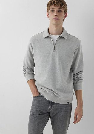 Yarı Fermuarlı Gri Sweatshirt 0S10622-88467