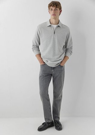 Yarı Fermuarlı Gri Sweatshirt 0S10622-88467