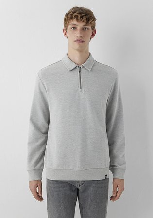 Yarı Fermuarlı Gri Sweatshirt 0S10622-88467
