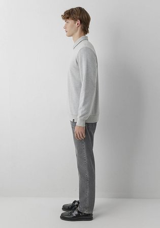 Yarı Fermuarlı Gri Sweatshirt 0S10622-88467