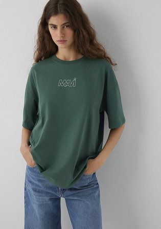 Mavi Logo Baskılı Yeşil Tişört 1611592-71580