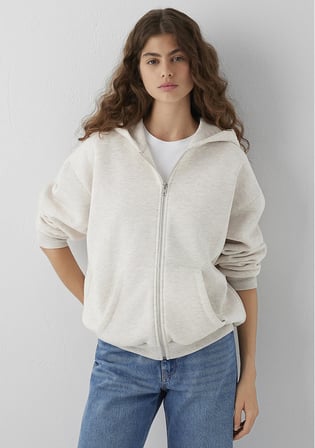 Kapüşonlu Fermuarlı Bej Sweatshirt 1611775-86992