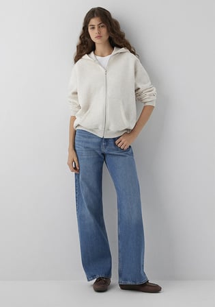 Kapüşonlu Fermuarlı Bej Sweatshirt 1611775-86992