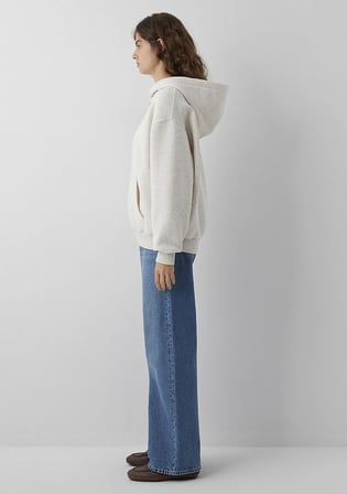 Kapüşonlu Fermuarlı Bej Sweatshirt 1611775-86992