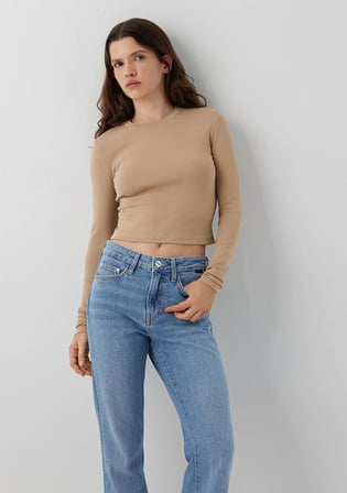 2li Uzun Kollu Crop Basic Tişört 1613021-70240