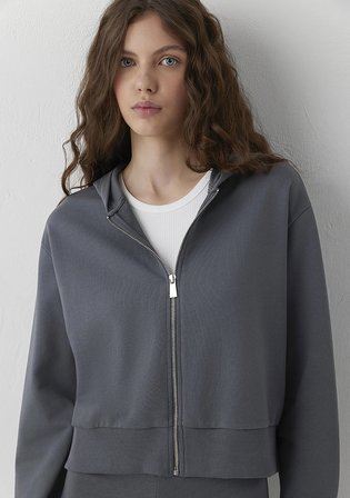 Kapüşonlu Gri Sweatshirt 1S10565-82453
