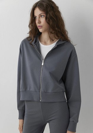Kapüşonlu Gri Sweatshirt 1S10565-82453