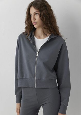 Kapüşonlu Gri Sweatshirt 1S10565-82453