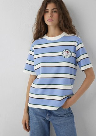 Mavi Çizgili Snoopy Baskılı Tişört 1614348-91747