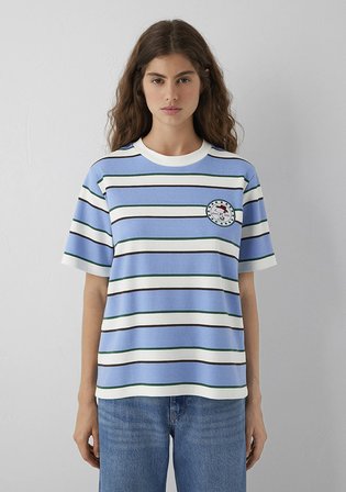 Mavi Çizgili Snoopy Baskılı Tişört 1614348-91747