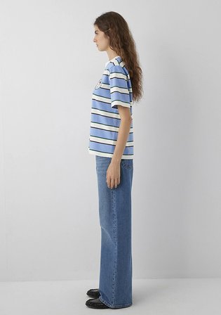 Mavi Çizgili Snoopy Baskılı Tişört 1614348-91747