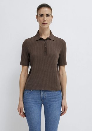 Örme Kahverengi Polo Tişört 1614311-87537