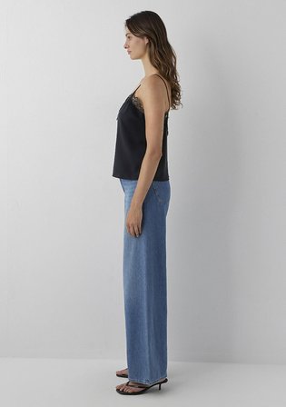 (Tencel TM) Lyocell Dantelli Siyah Bluz 1211555-900