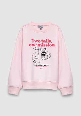 Baskılı Pembe Sweatshirt 7S10212-91487