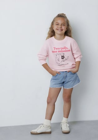 Baskılı Pembe Sweatshirt 7S10212-91487