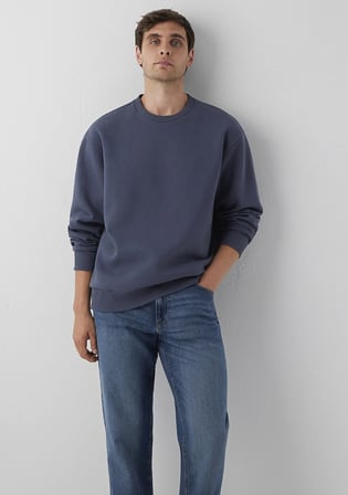 Bisiklet Yaka Lacivert Basic Sweatshirt 0S10276-70759