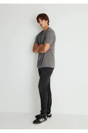 Erkek Gri London Classic Denim Antrasit Jean