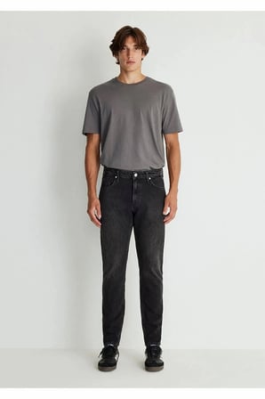Erkek Gri London Classic Denim Antrasit Jean
