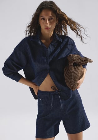 LEILA SHORT Mavi Edition Keten Karışımlı Rinse Jean Şort 1421136-A4228