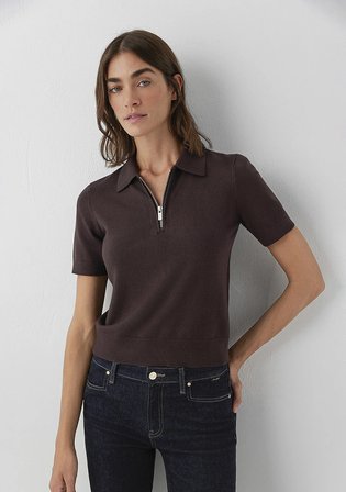 Fermuarlı Kahverengi Triko Polo 1710944-70240