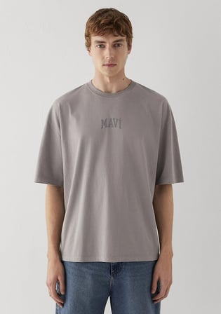 Mavi Logo Baskılı Gri Tişört 0613573-80615