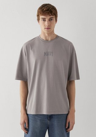 Mavi Logo Baskılı Gri Tişört 0613573-80615