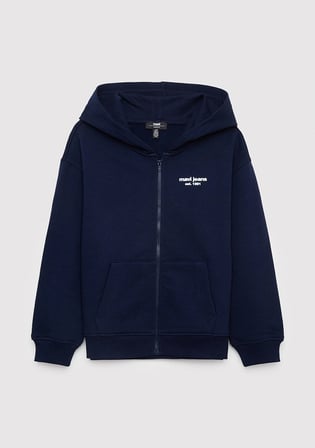 Kapüşonlu Fermuarlı Lacivert Sweatshirt 6S10203-84371